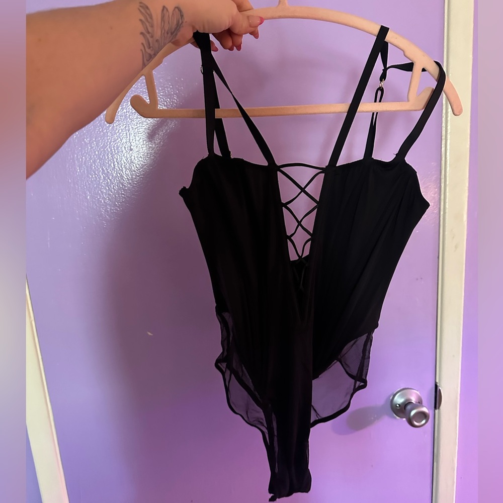 Victoria's Secret Black Lace Bodysuit NWT Large